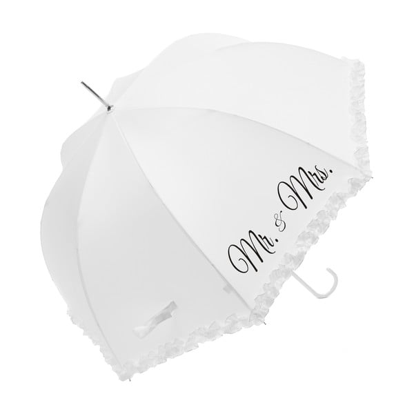 Balts kāzu lietussargs Ambiance Mr & Mrs, ⌀ 90 cm