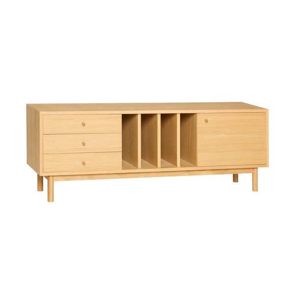 Dabīga toņa kumode ar ozolkoka imitāciju 140x50x37 cm Nobby – Hübsch-image-3