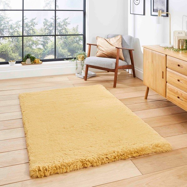 Sinepju dzeltens paklājs 80x150 cm Super Teddy – Think Rugs-image-1
