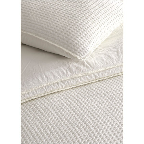 Balta vienguļamā gultas veļa no ranforce kokvilnas 140x200 cm Waffle Striped – Mila Home Luxury-image-2
