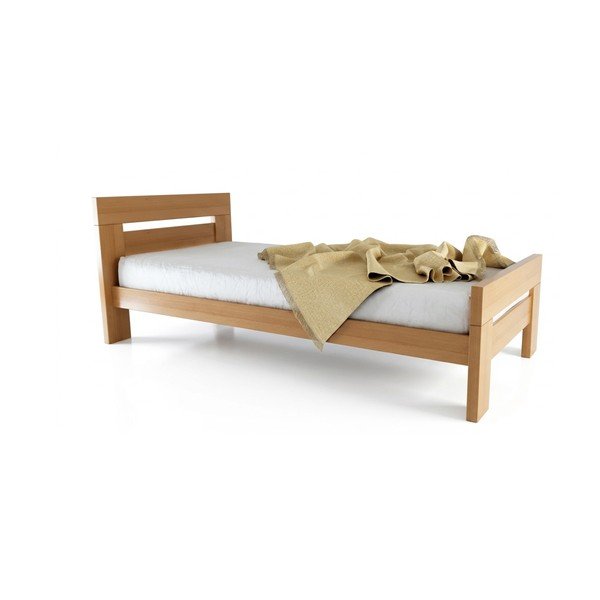 Dabīga toņa dižskābarža masīvkoka vienvietīga gulta ar redelēm 90x200 cm Fiorentino – B.E.S.