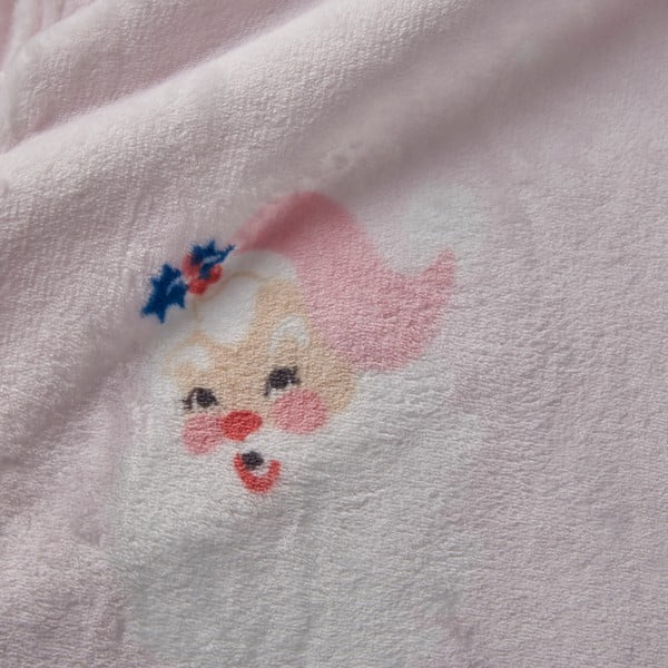 Gaiši rozā mikroplīša pleds ar Ziemassvētku motīvu 130x170 cm Vintage Christmas Santa – Catherine Lansfield-image-2