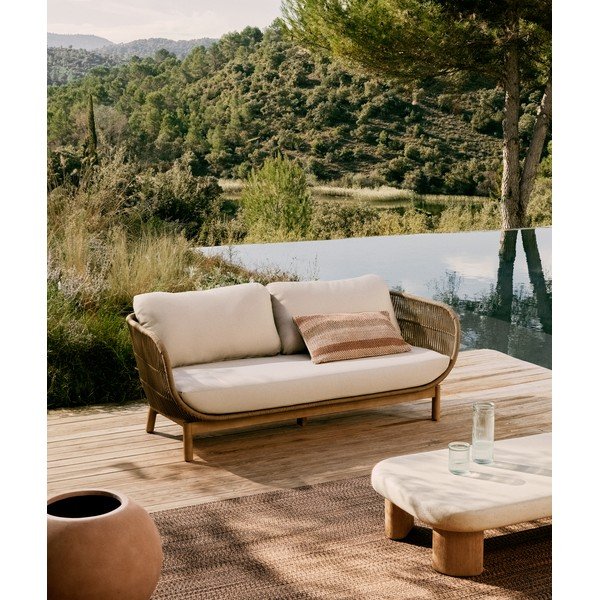 Bēšs polsterēts dārza dīvāns Catalina – Kave Home-image-1