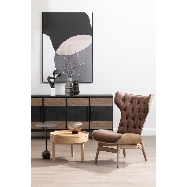 Apaļš sānu galdiņš ar priedes koka imitāciju ø 60 cm Viborg – Premier Housewares-image-3