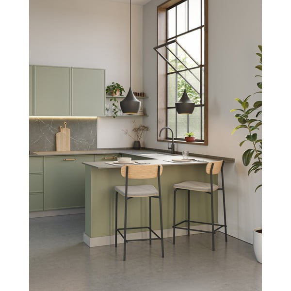 Melni/pelēkbrūni bāra krēsli (2 gab.) (sēdekļa augstums 66 cm) Adriana – Marckeric-image-1