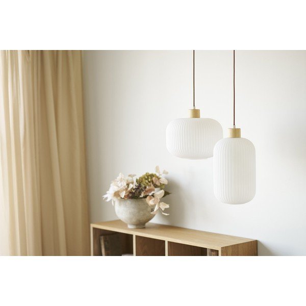 Balta piekaramā lampa ar stikla abažūru ø 30 cm Argalo – House Nordic-image-1