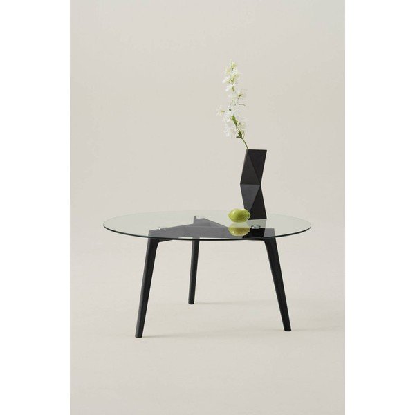 Melns ozola masīvkoka apaļš žurnālgaldiņš ø 90 cm Malevik – Jotex-image-1