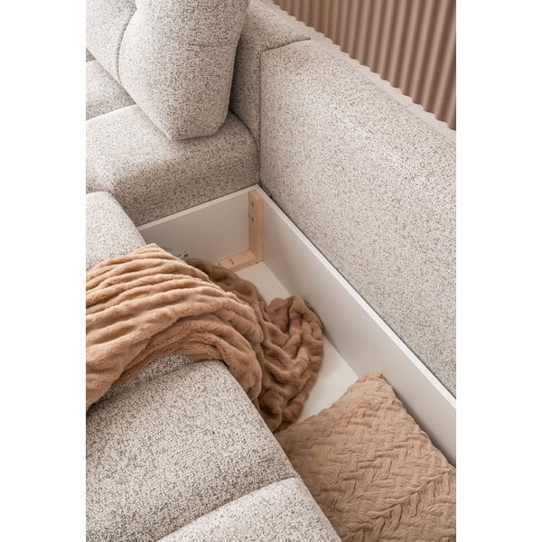 Bēšs salokāms modulārais stūra dīvāns ar uzglabāšanas vietu (ar kreiso stūri) Lulu – Miuform-image-1