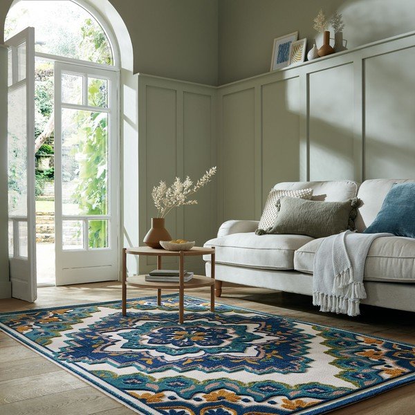 Zils āra paklājs 160x230 cm Beach Floral – Flair Rugs-image-1