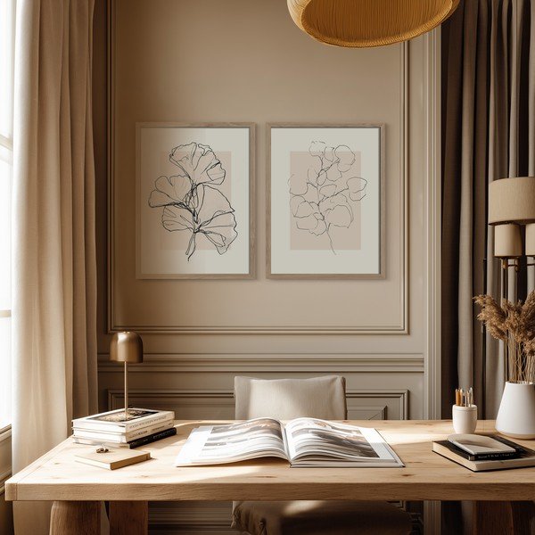 Drukātas gleznas (2 gab.) ar rāmi 30x40 cm Floral Set – Styler-image-1