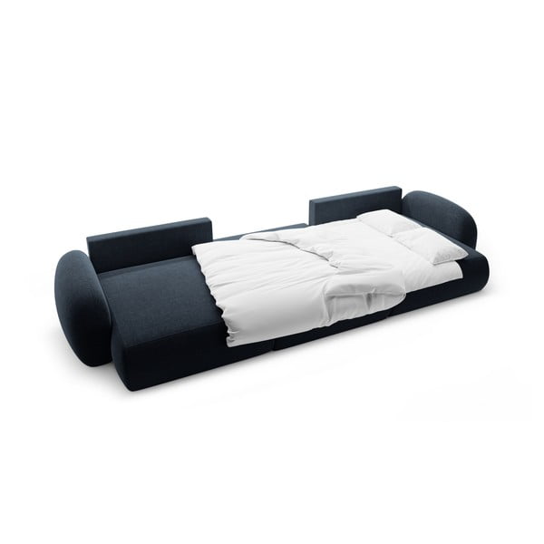 Tumši zils salokāms/ar uzglabāšanas vietu (U veida) stūra dīvāns no šenila auduma Tonale – Cosmopolitan Design-image-3