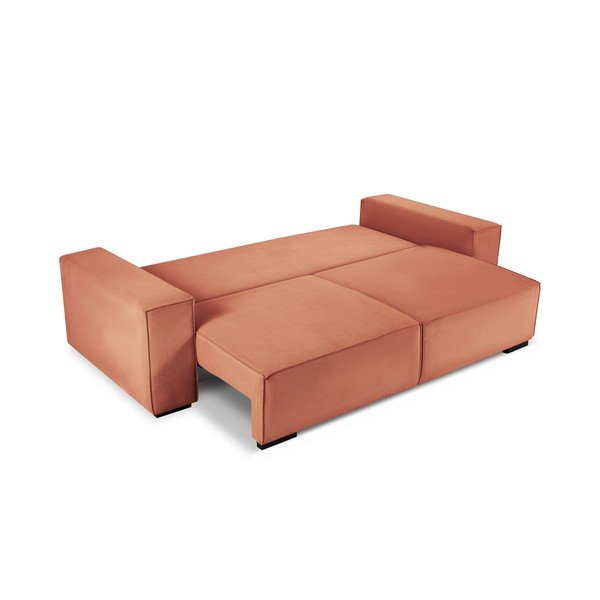 Rozā velveta izvelkamais dīvāns ar veļas kasti Mazzini Sofas Azalea-image-3
