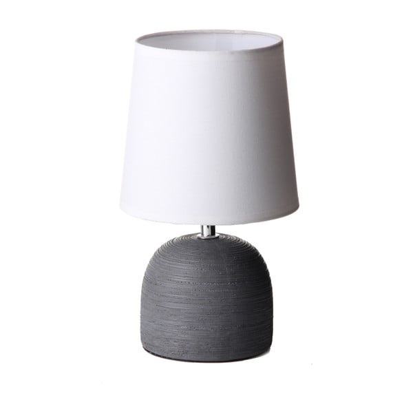 Pelēka keramikas galda lampa ar auduma abažūru  (augstums 27,5 cm) – Casa Selección