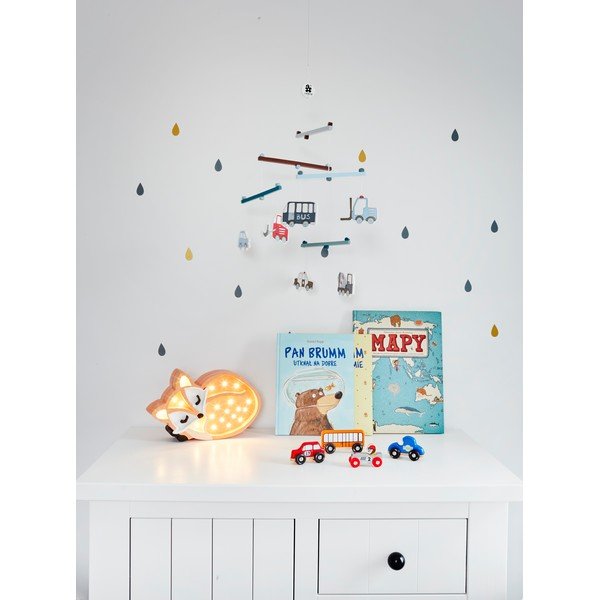Oranža galda lampa no priedes koka Little Lights Fox Wild, platums 31 cm-image-4