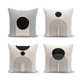 Melnas/smilškrāsas spilvendrānas (4 gab.) 43x43 cm – Minimalist Cushion Covers