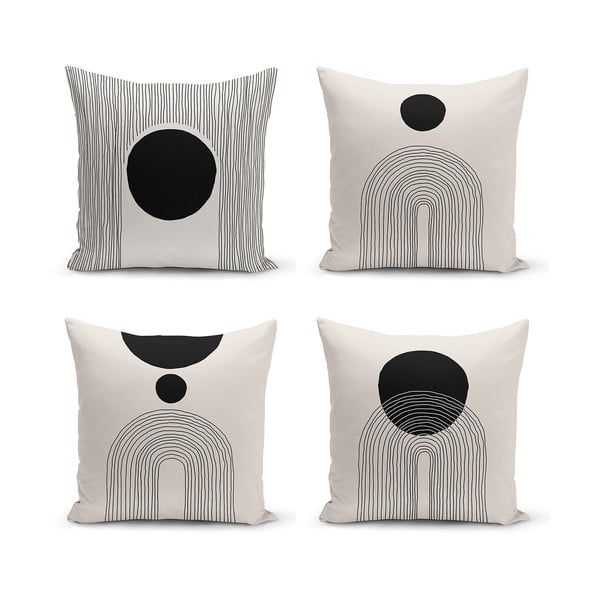 Melnas/smilškrāsas spilvendrānas (4 gab.) 43x43 cm – Minimalist Cushion Covers