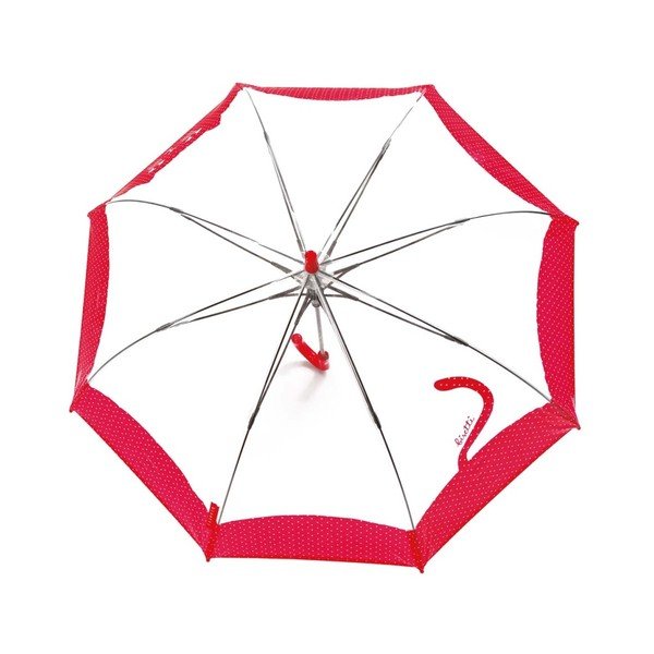 Bērnu caurspīdīgs lietussargs ar sarkanām detaļām Birdcage Chat, ⌀ 74 cm-image-1