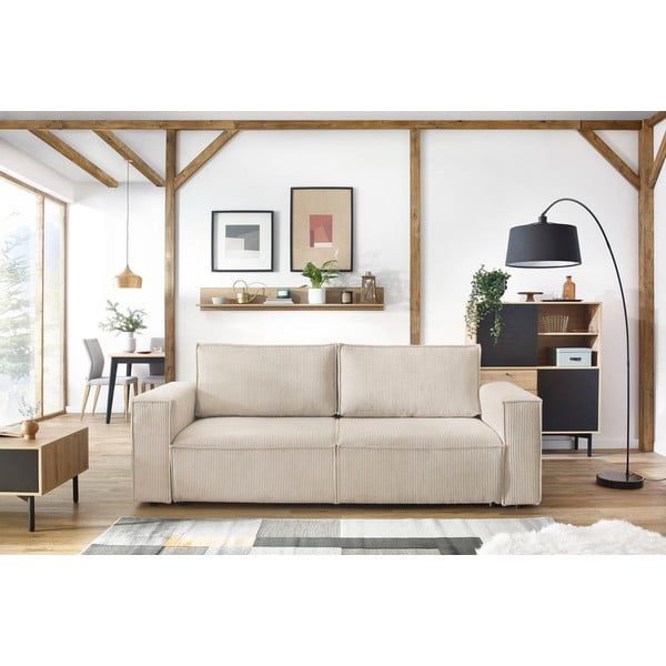 Bēšs velveta salokāms dīvāns 245 cm Nihad – Bobochic Paris-image-1