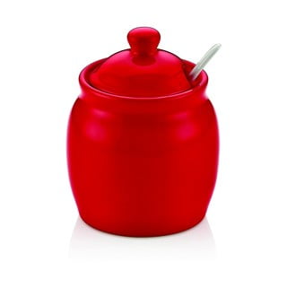 Sarkans porcelāna cukurtrauks ar vāku Vivianos