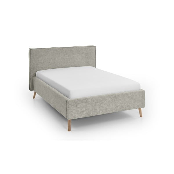 Krēmkrāsas polsterēta divvietīga gulta ar veļas kasti un redelēm 140x200 cm Riva – Meise Möbel