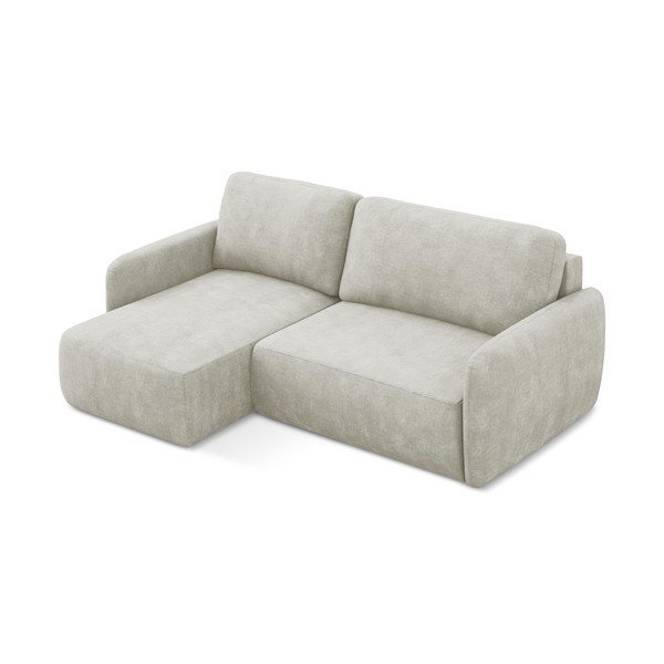 Krēmkrāsas salokāms stūra dīvāns no šenila auduma ar uzglabāšanas vietu (ar kreiso stūri/ar zvilni) Lilo – Makamii-image-2