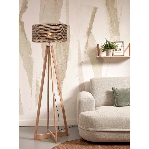 Melna/dabīga toņa stāvlampa ar bambusa abažūru (augstums 145 cm) Java – Good&Mojo-image-3