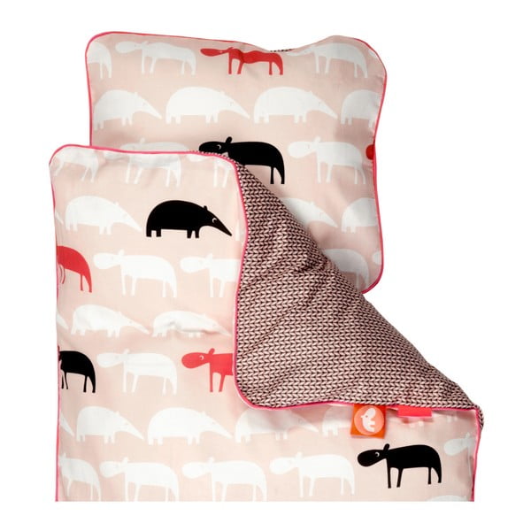 Bērnu rozā gultas veļa Done By Deer Zoopreme, 100 x 140 cm