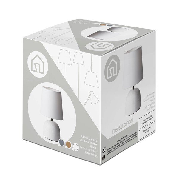 Pelēka keramikas galda lampa ar auduma abažūru  (augstums 27,5 cm) – Casa Selección-image-3