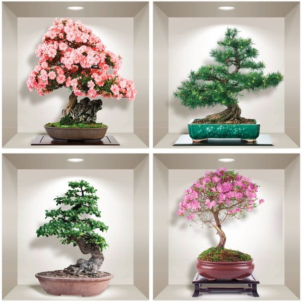 4 3D sienas uzlīmju komplekts Ambiance Bonsai of Seasons-image-1