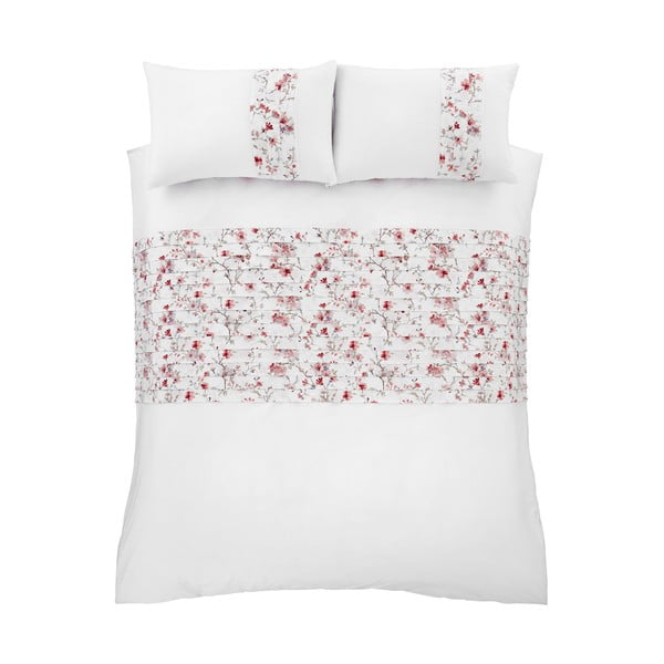 Balta un sarkana gultasveļa Catherine Lansfield Jasmine Floral, 135 x 200 cm