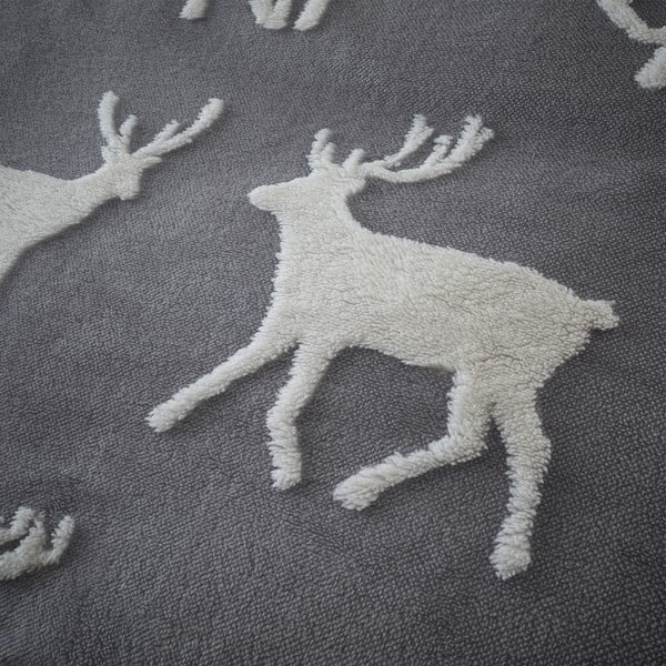 Balti pelēka gultas veļa 200x200 cm Stag Sherpa – Catherine Lansfield-image-4