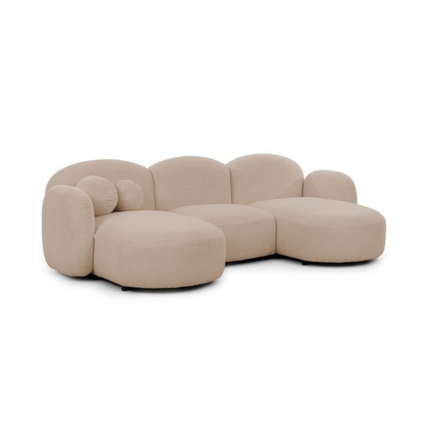 Gaiši brūns stūra dīvāns no buklē auduma (U veida) Orbit – Ropez