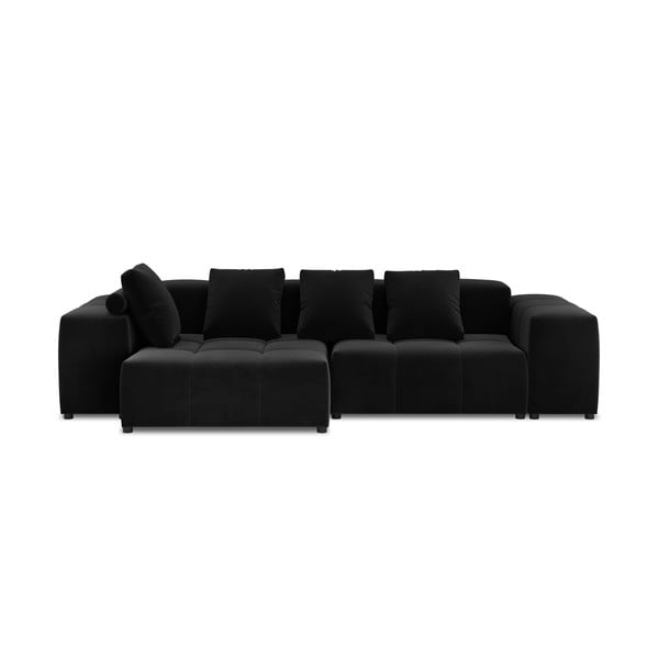 Melns samta stūra dīvāns (maināms stūris) Rome Velvet – Cosmopolitan Design 