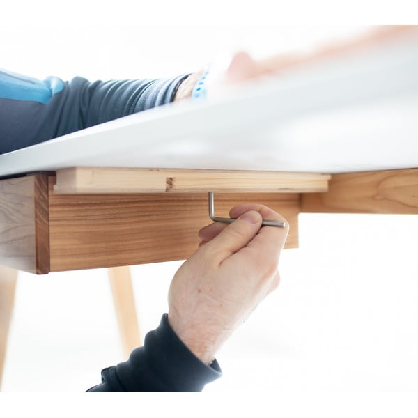 Balts rakstāmgalds ar oša koka pamatni Ragaba Luka, garums 85 cm-image-4