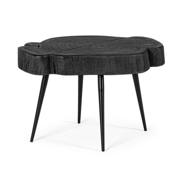 Melns žurnālgaldiņš ar akācijas koka galda virsmu 35x46 cm Zakia – Bizzotto