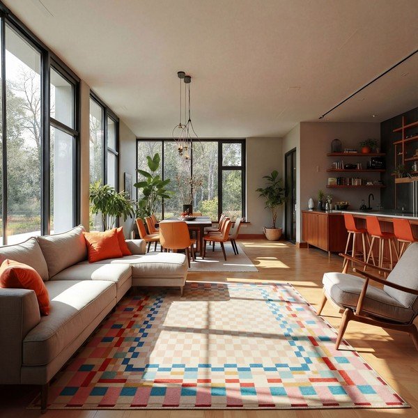 Paklājs no vilnas maisījuma 180x230 cm Checkered Border – Flair Rugs-image-1