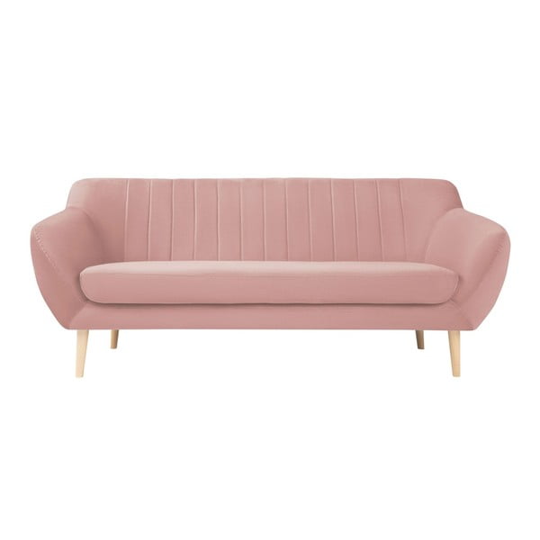 Gaiši rozā samta dīvāns Mazzini Sofas Sardaigne, 188 cm