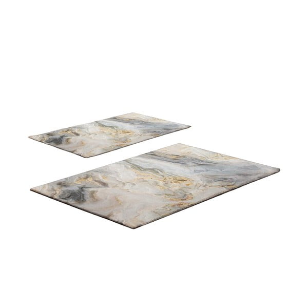 Pelēki/bēši vannas istabas paklājiņi (2 gab.) 60x100 cm – Foutastic