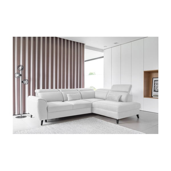 Balts samta salokāms/ar uzglabāšanas vietu stūra dīvāns (ar labo stūri/L veida) Noble – ELTAP-image-1