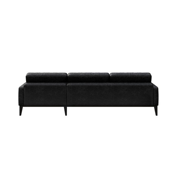 Melns ādas stūra dīvāns MESONICA Musso Tufted, kreisais stūris-image-3