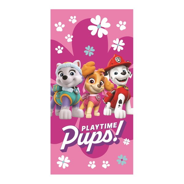 Rozā kokvilnas bērnu dvielis 70x140 cm Paw Patrol – Jerry Fabrics