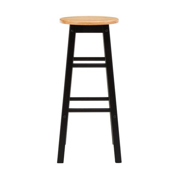 Melna/dabīga toņa gumijkoka masīvkoka bāra taburete (sēdekļa augstums 74 cm) Chester – Premier Housewares-image-2