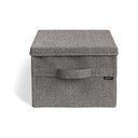 Pelēka tekstila uzglabāšanas kaste ar vāku 31x41x22 cm Soft Storage Medium – Bigso