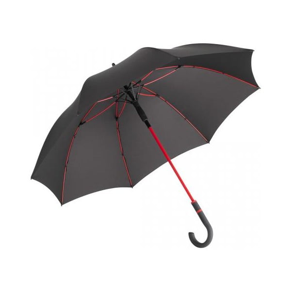 Melns vējdrošs lietussargs ar sarkanām detaļām Ambiance Fare Proof, ⌀ 112 cm