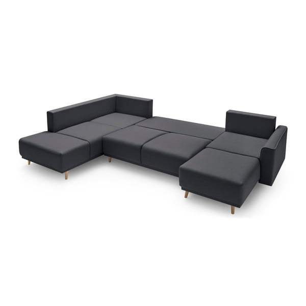 Tumši pelēks U-veida dīvāns Bobochic Paris Panoramique XXL Mola, labais stūris-image-4