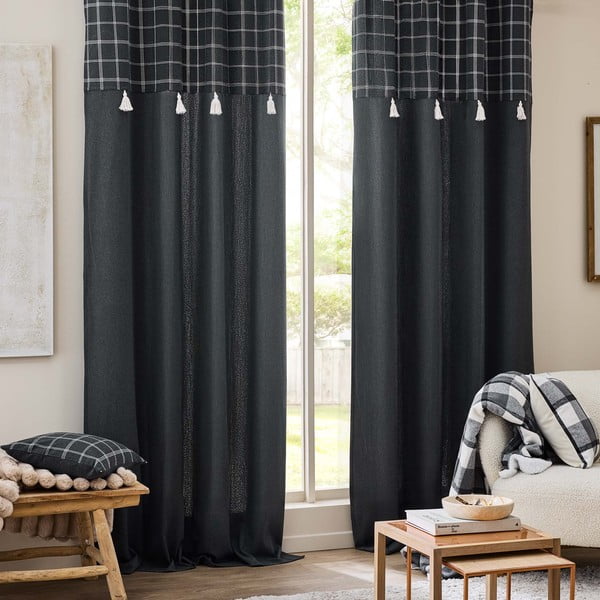 Antracīta pelēks aizkars no kokvilnas maisījuma 140x240 cm Everest – douceur d'intérieur-image-3