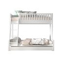 Balta priedes masīvkoka divstāvu bērnu gulta ar veļas kasti 140x200/90x200 cm SCOTT – Vipack