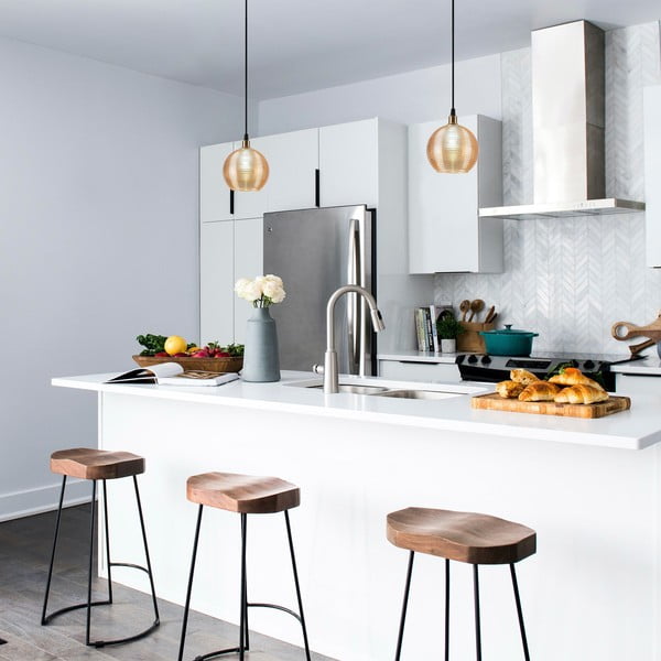 Okera dzeltena/zelta krāsas piekaramā lampa ar stikla abažūru ø 15 cm Muzo – Opviq lights-image-1