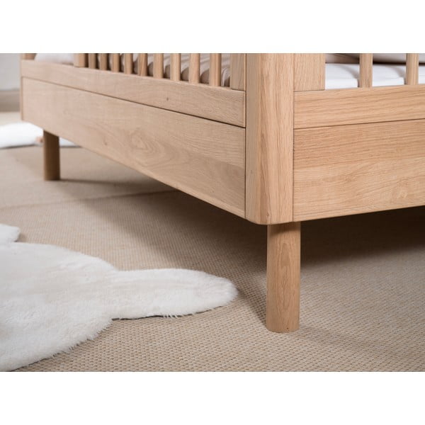 Dabīga toņa ozola masīvkoka bērnu gultiņa 70x140 cm Forrest – Vipack-image-3
