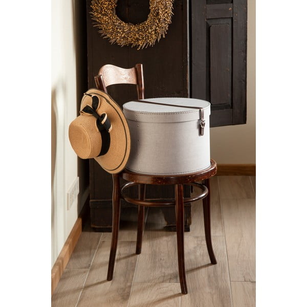 Gaiši pelēkas kartona uzglabāšanas kastes (2 gab.) ar vāku ø 37,5x25,5 cm Rut Canvas Paper Laminate – Bigso-image-1